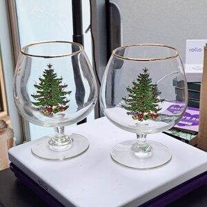 Spode Brandy Glass Set of Two Christmas Tree